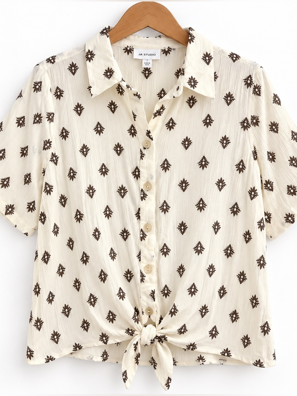 *NWT* AB Studio Collar Tie Front Top - Size Large